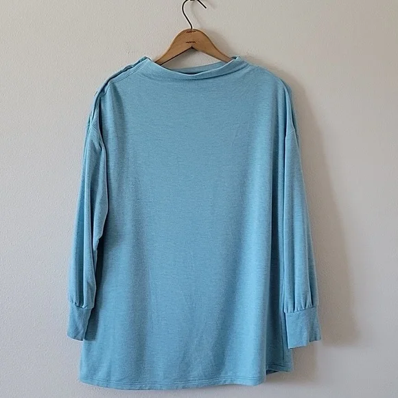 Soft Surroundings Arley Snap Shoulder Tunic Light Blue Green Size Medium - Picture 4 of 7